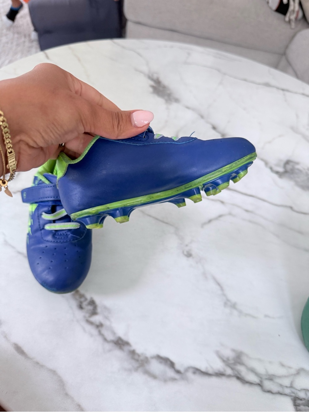Stride Rite Kids Soccer Cleats - Blue and Lime - Picture 7 of 11